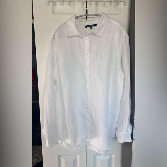 Quince 100% European Linen Long Sleeve Button Front Shirt in White XL - Picture 3 of 7